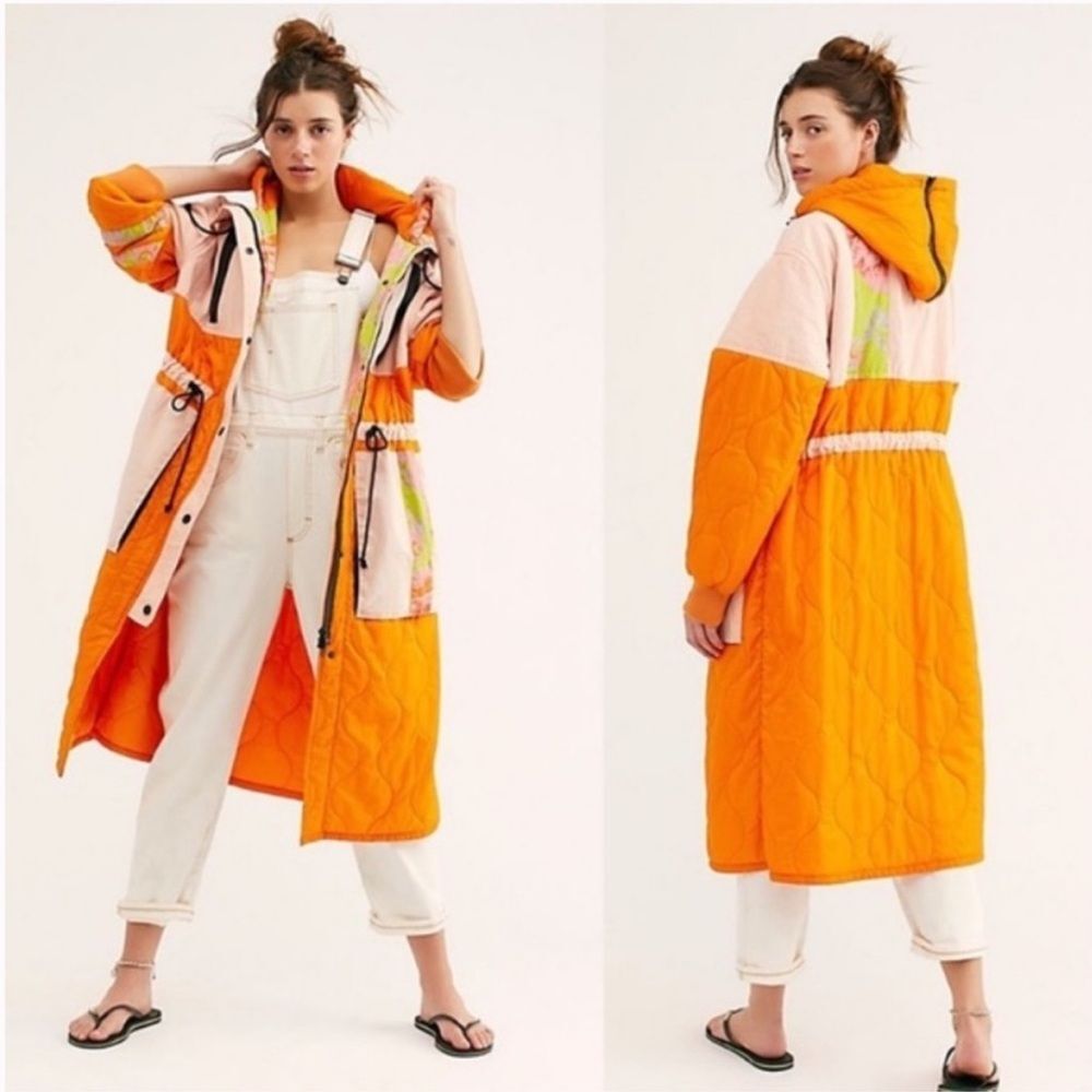 We The Free For Free People Neon Colorful Quilted Firefly Parka Size Small Chic